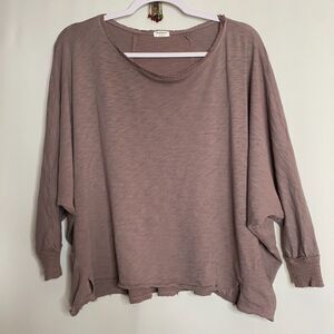 HelloNite! Slub Cotton Dolman Top Lilac Raw Hem Lagenlook Womens XS